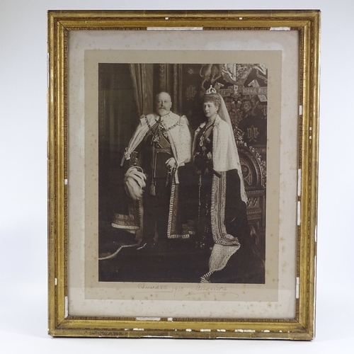 2 - Edward VII and Queen Alexandra, original photograph signed in ink by the King and Queen, original gi... 