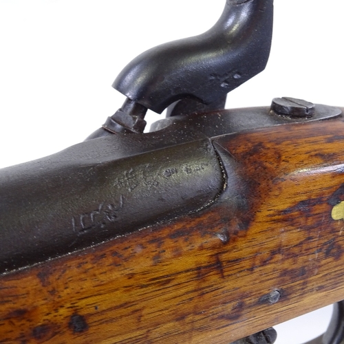 29 - An Enfield P53 1859 pattern smooth-bore rifle, with fixed rear sights, original bayonet and Vintage ... 