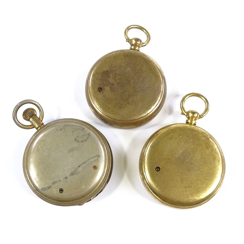 41 - 3 Victorian pocket barometers, gilt-metal cases (3)
