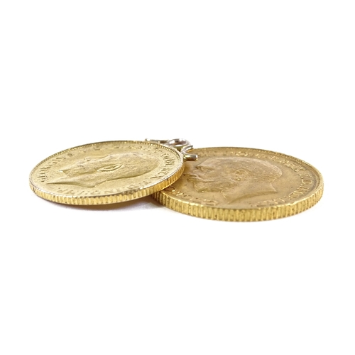49 - A 1912 gold sovereign, and a 1911 gold half sovereign with pendant mount