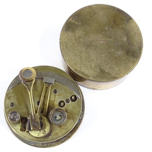 58 - A Stanley brass-cased surveyor's level, dated 1911, diameter 8cm