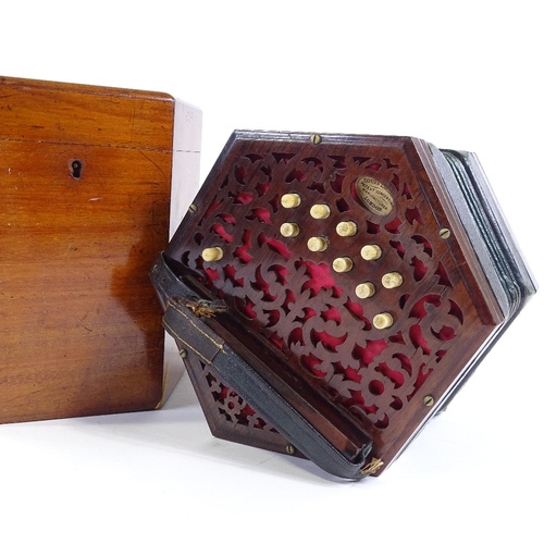 65 - A Louis Lachenal patent concertina in original walnut case