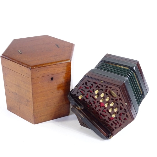 65 - A Louis Lachenal patent concertina in original walnut case