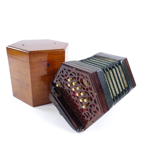 65 - A Louis Lachenal patent concertina in original walnut case