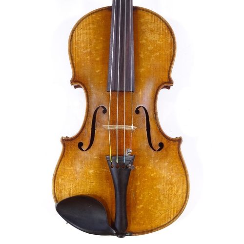 67 - A early 20th century violin by Albert Claudot, Luthier Dijon, dated 1937, body length 35.5cm (14