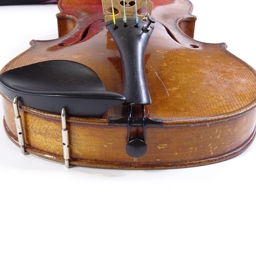 67 - A early 20th century violin by Albert Claudot, Luthier Dijon, dated 1937, body length 35.5cm (14