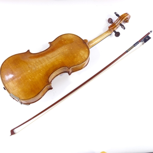 67 - A early 20th century violin by Albert Claudot, Luthier Dijon, dated 1937, body length 35.5cm (14