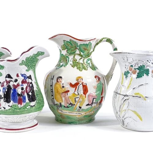 68 - 5 various Staffordshire relief-moulded jugs (5)