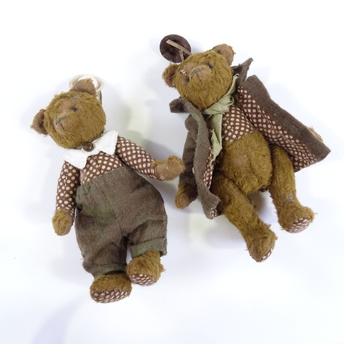 77 - 2 miniature Russian jointed bears, height 11cm