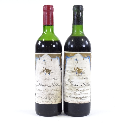 178 - 2 bottles of Chateau Mouton Baronne Philippe 1978 Pauillac