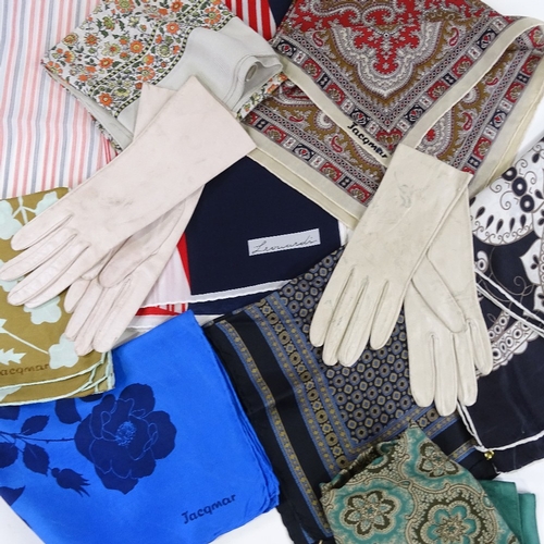 181 - A group of designer silk scarves, including Liberty, and lady's leather gloves