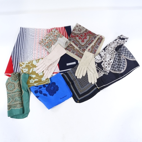 181 - A group of designer silk scarves, including Liberty, and lady's leather gloves