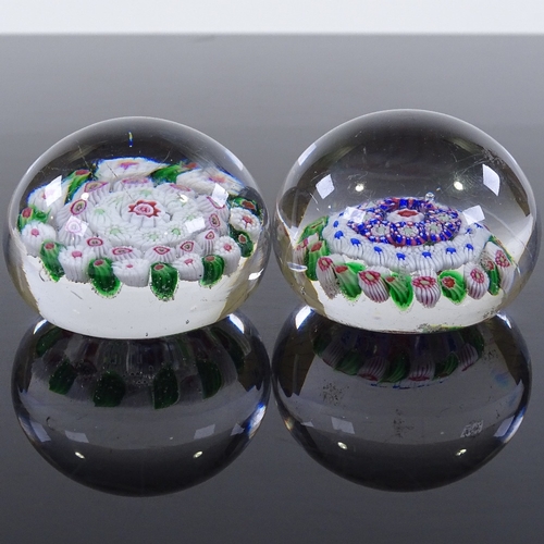 185 - 2 similar Baccarat Millefiori paperweights, diameter 5cm