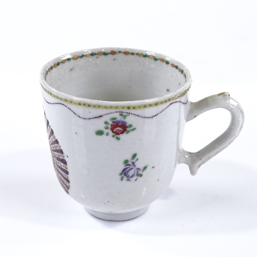 187 - An 18th century Chinese export coffee cup, with painted and gilded decoration, height 6cm