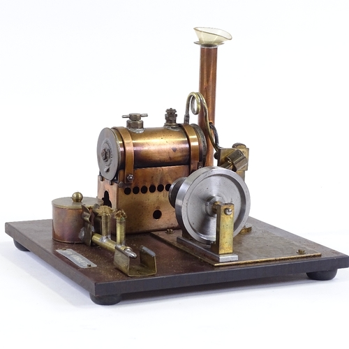 194 - A scratch-built live steam-powered stationary engine, stand width 20cm