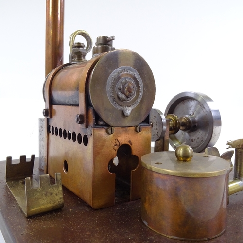 194 - A scratch-built live steam-powered stationary engine, stand width 20cm