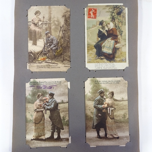 204 - An album of First War Period postcards, including erotic studies