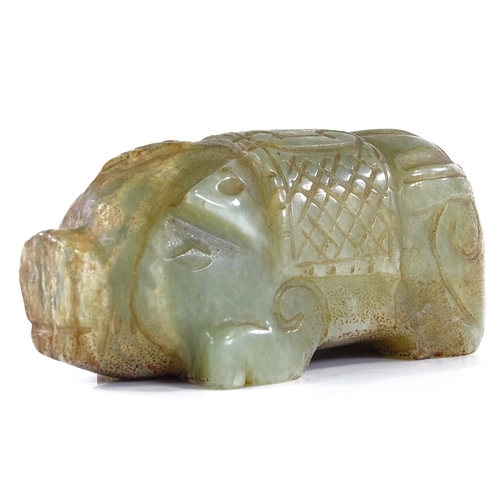 216 - A Chinese carved jade pig, length 9cm