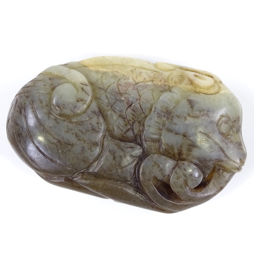 248 - A Chinese relief carved jade beast, length 6cm