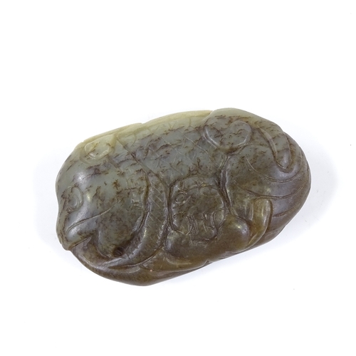 248 - A Chinese relief carved jade beast, length 6cm