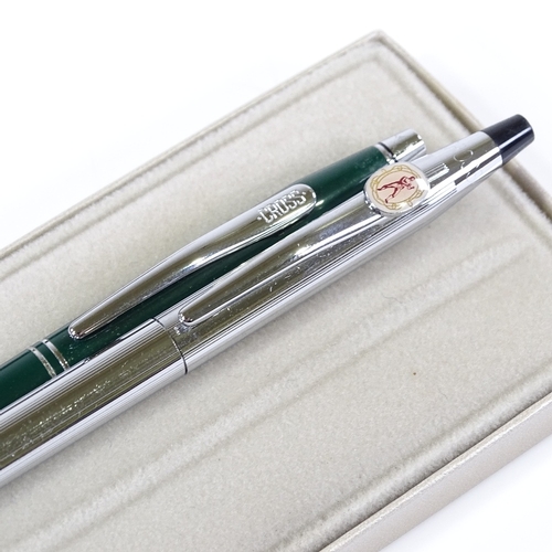 250 - 2 Cross ball pens, 1 in polished stainless steel, the other British racing green, both new and boxed