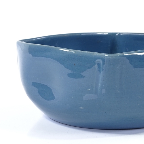 256 - Ault Pottery, 1930s square form bowl, pale blue glaze, 18cm across