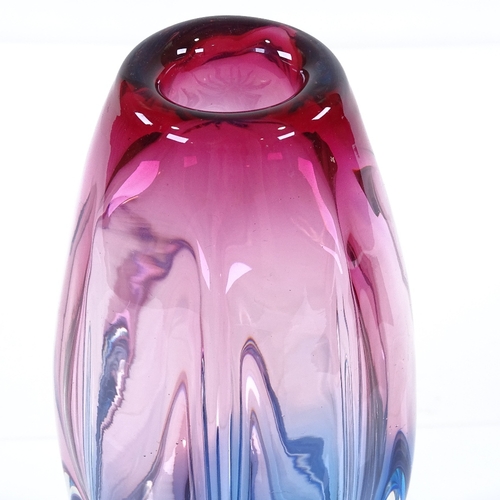 267 - Cribska (Czech) vase designed by Josef Hodspodka, pink graduating to blue, height 25cm