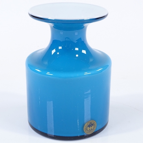 268 - Holmegaard Denmark, blue/white vase by Per Lutken, from the Carnaby range 1968, height 13cm