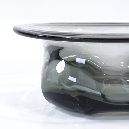 271 - A Whitefriars heavy lobed glass bowl in pewter, designed by James Hogan before 1946, diameter 24.5cm