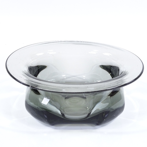 271 - A Whitefriars heavy lobed glass bowl in pewter, designed by James Hogan before 1946, diameter 24.5cm