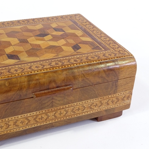 279 - A modern Tunbridge Ware style parquetry inlaid jewel box, width 19cm