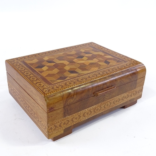 279 - A modern Tunbridge Ware style parquetry inlaid jewel box, width 19cm