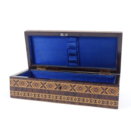 280 - A Victorian Tunbridge Ware jewel box with inlaid floral marquetry decorated lid, length 24cm