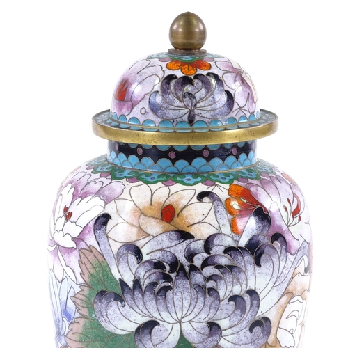 286 - A Chinese cloisonne enamel jar and cover with floral design, height 23cm