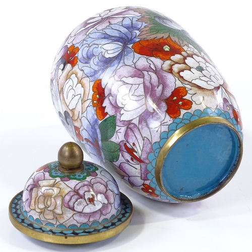 286 - A Chinese cloisonne enamel jar and cover with floral design, height 23cm