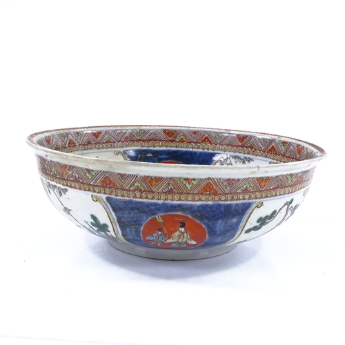 297 - A Chinese porcelain bowl with painted decoration, diameter 29cm