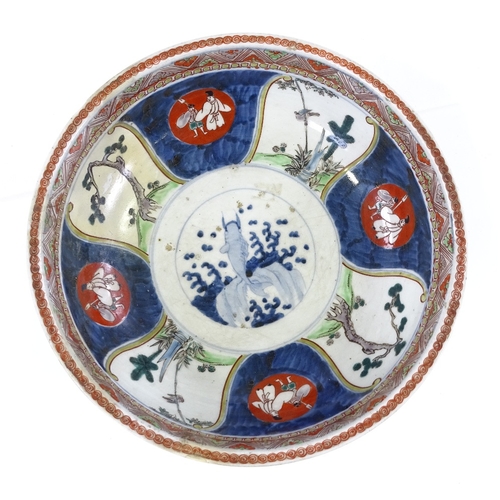 297 - A Chinese porcelain bowl with painted decoration, diameter 29cm