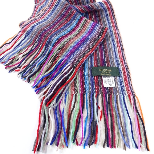 302 - McDickie Scotland, long multi-colour stripe cashmere scarf, 192cm x 20cm