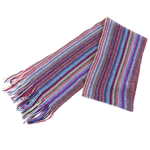 302 - McDickie Scotland, long multi-colour stripe cashmere scarf, 192cm x 20cm