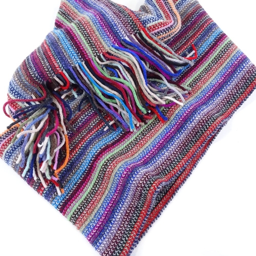 302 - McDickie Scotland, long multi-colour stripe cashmere scarf, 192cm x 20cm