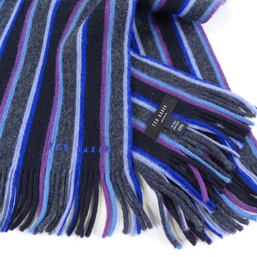 304 - Ted Baker London, long wool stripe scarf, 164cm x 28cm