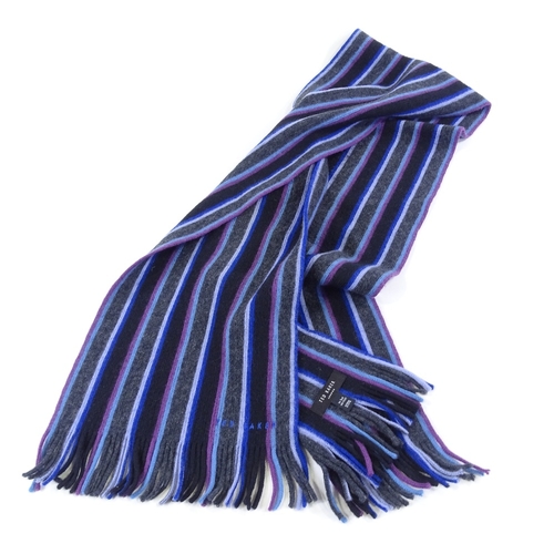 304 - Ted Baker London, long wool stripe scarf, 164cm x 28cm