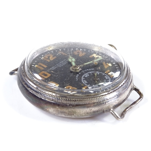 351 - ZENITH - a silver Borgel-cased military mechanical wristwatch head, by Birch & Gaydon Ltd, black dia... 