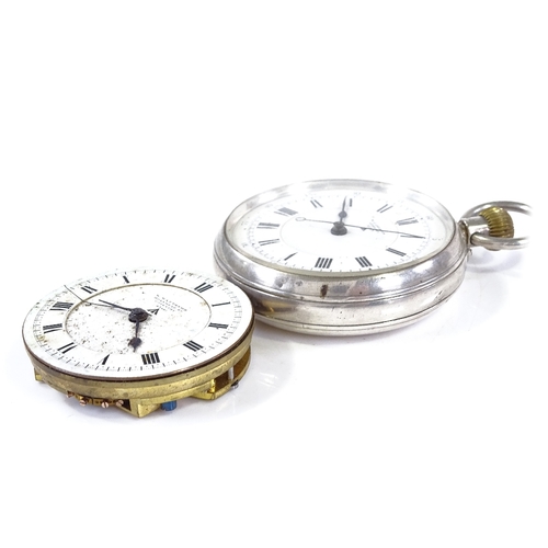 359 - A First War Period silver-cased open-face top-wind doctor's military issue pocket watch, by W J John... 