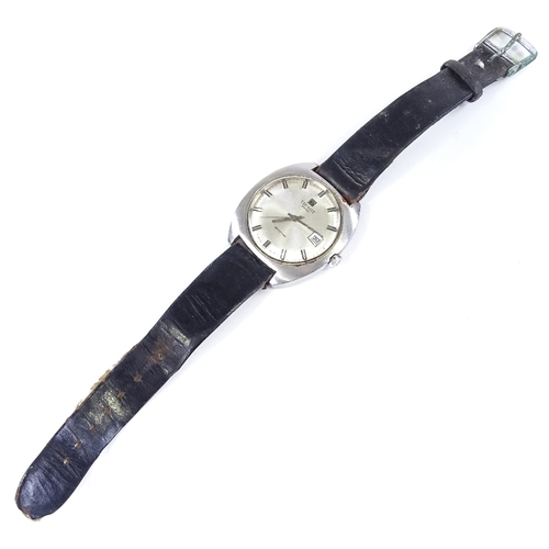 360 - TISSOT - a Vintage stainless steel Seastar mechanical wristwatch, silvered dial with baton hour mark... 