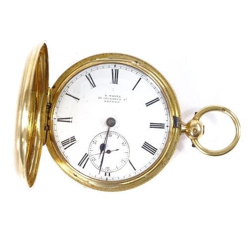 362 - A 19th century 18ct gold full hunter key-wind pocket watch, by E White of Cockspur Street, London, w... 