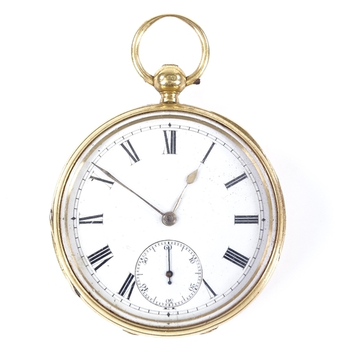 363 - A Victorian 18ct gold open-face key-wind pocket watch, by J Muirhead & Sons of Glasgow, white enamel... 