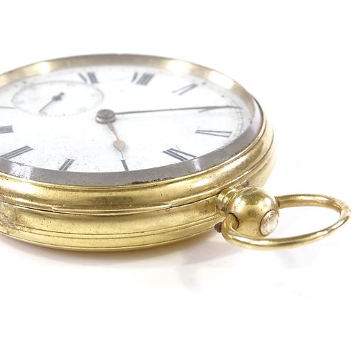 363 - A Victorian 18ct gold open-face key-wind pocket watch, by J Muirhead & Sons of Glasgow, white enamel... 