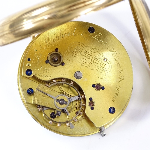 363 - A Victorian 18ct gold open-face key-wind pocket watch, by J Muirhead & Sons of Glasgow, white enamel... 