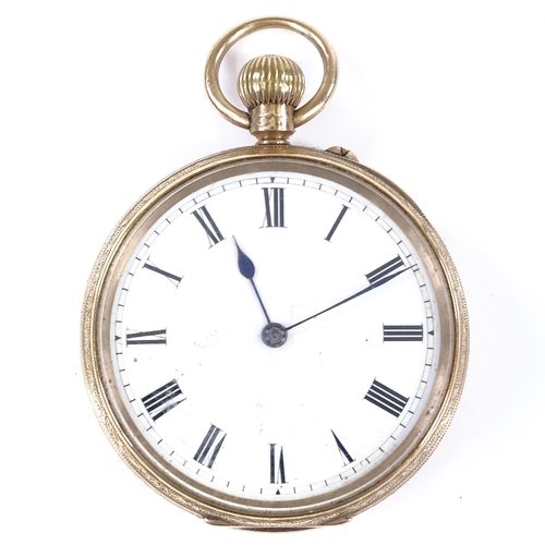 367 - A 9ct gold open-face top-wind fob watch, by Harry Douglas of Stourbridge, white enamel dial with Rom... 